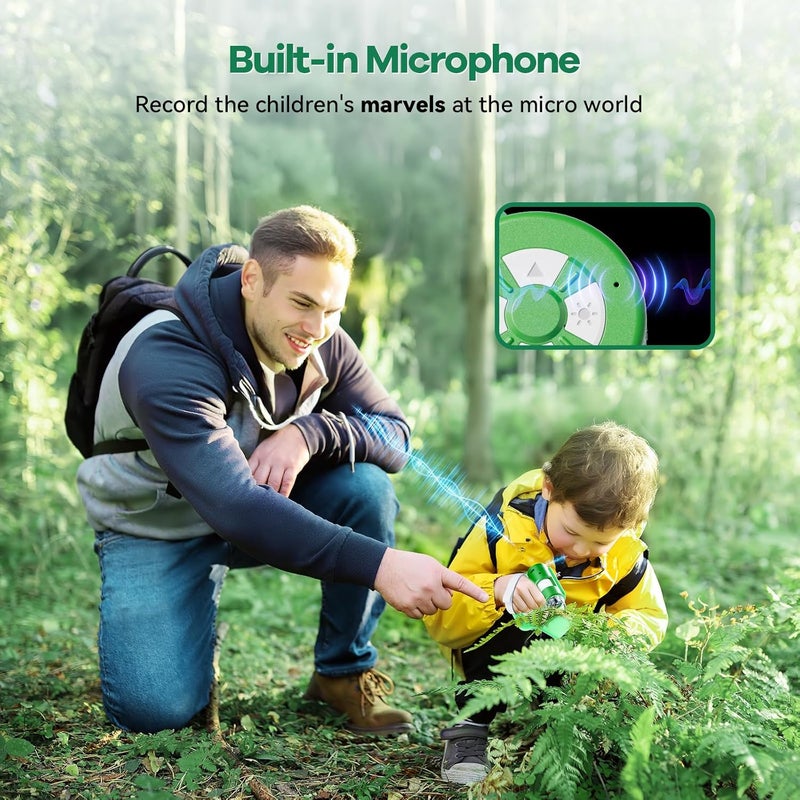 Hideal HP20 IPS Microscope for Kids: [3-in-1] [Easy and Fun] 2" Portable Handheld Microscope Miniscope, Pocket Mini Scope Educational Science Kit, Christmas Birthday Gifts for Kids, 32GB, Green - Image 3